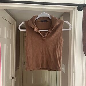 Brandy Melville Chocolate Brown Polo Top